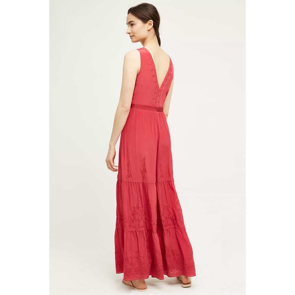 Anthropologie Embroidered Silk Jumpsuit by Elevenses NWT Size Small - Picture 3 of 16